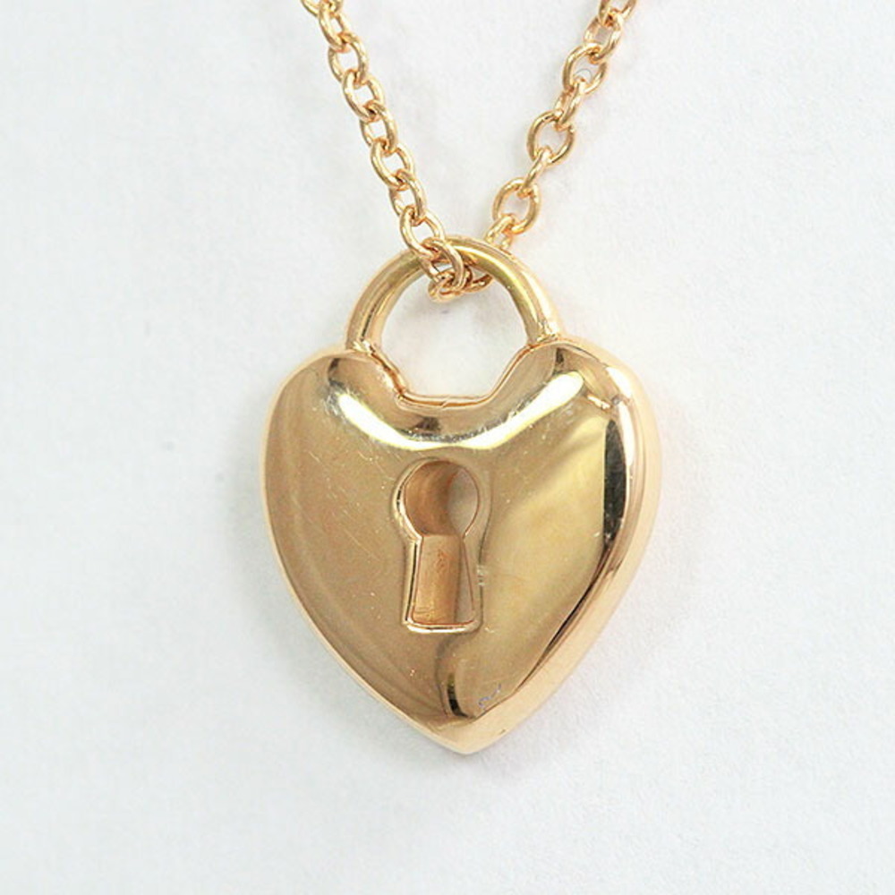 Tiffany Heart Lock Necklace Pink Gold